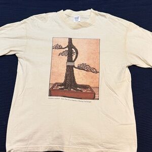 Ivory Graphic Tee with Bonsai Design from Cactus Store LA